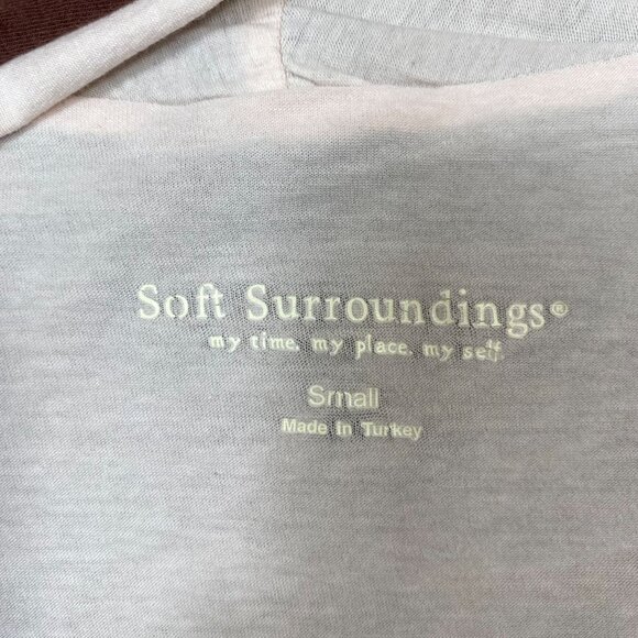 Soft Surroundings Open Front Cardigan Drape Layered Brown & White Womens size S - Picture 5 of 9